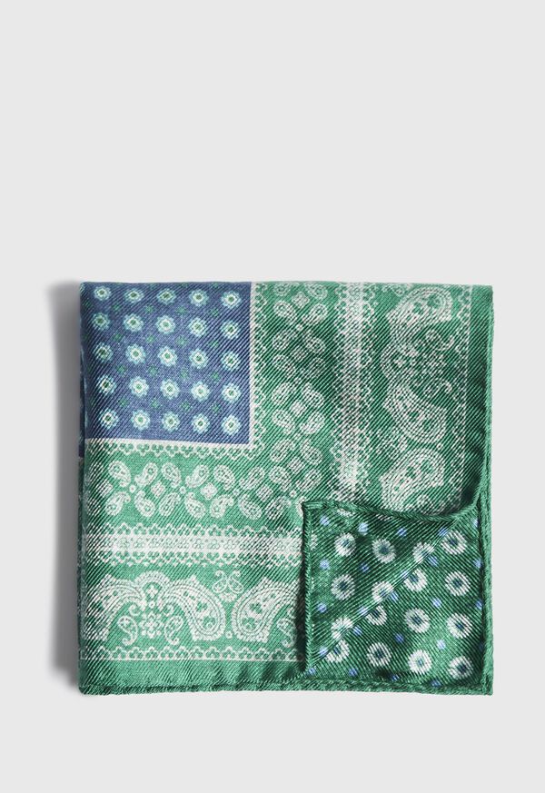 Paul Stuart Silk Paisley Medallion Pocket Square