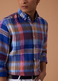 Paul Stuart Linen Plaid Sport Shirt, thumbnail 4