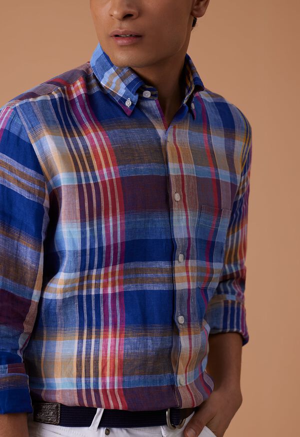Paul Stuart Linen Plaid Sport Shirt, image 4