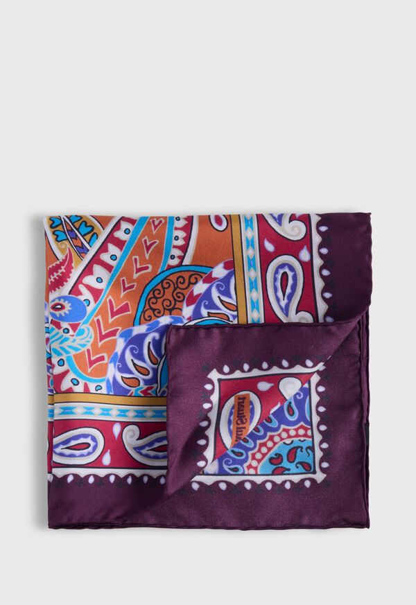 Paul Stuart Printed Silk Paisley Pocket Square, image 1