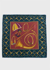 Paul Stuart Equestrian Printed Silk Pocket Square, thumbnail 3