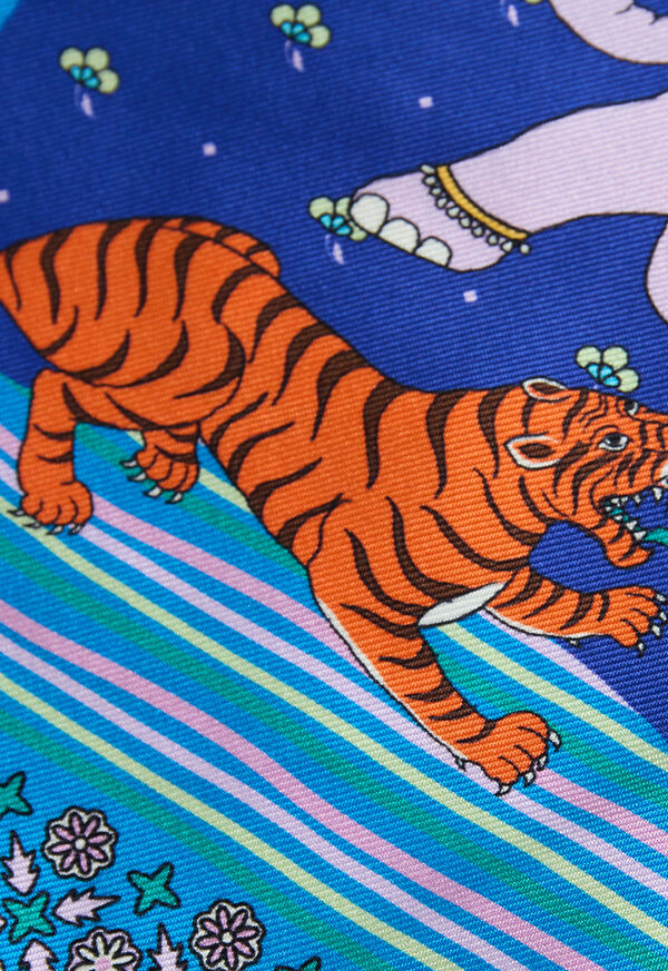 Paul Stuart Silk Tiger Scene Printed Scarf, image 3