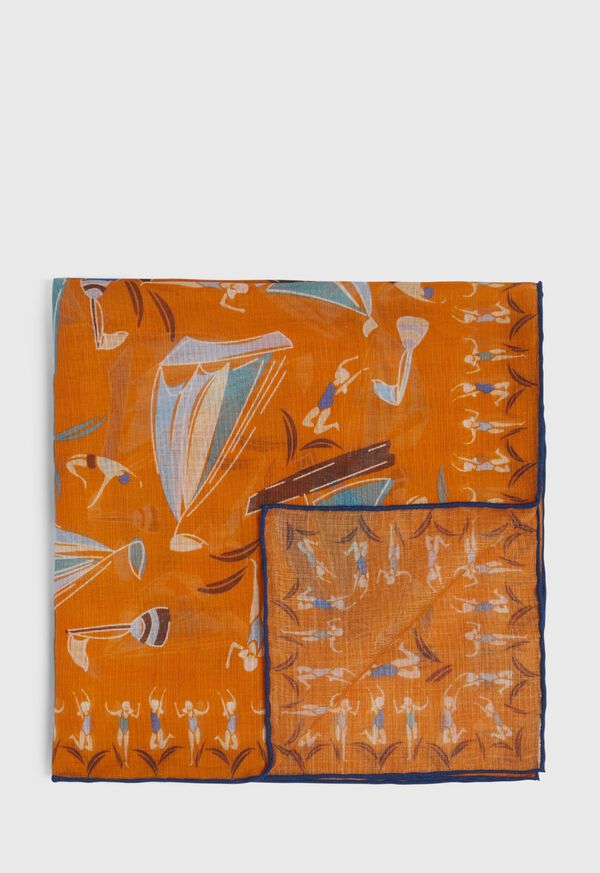Paul Stuart Vintage Beach Scene Pocket Square, image 1