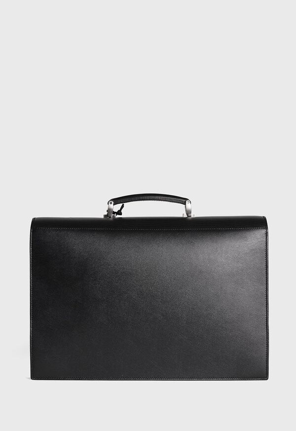 Paul Stuart Single Gusset Briefcase With Curved Front Pocket, image 3