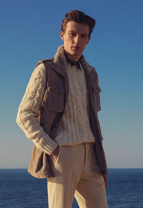 Paul Stuart Suede & Shearling Safari Vest, image 2