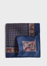 Paul Stuart Printed Silk Medallion and Paisley Pocket Square, thumbnail 1