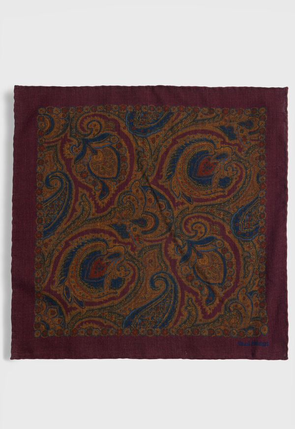 Paul Stuart Printed Wool Flannel Paisley Pocket Square, image 2