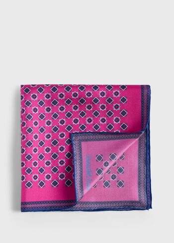 Paul Stuart Printed Silk Medallion Pocket Square