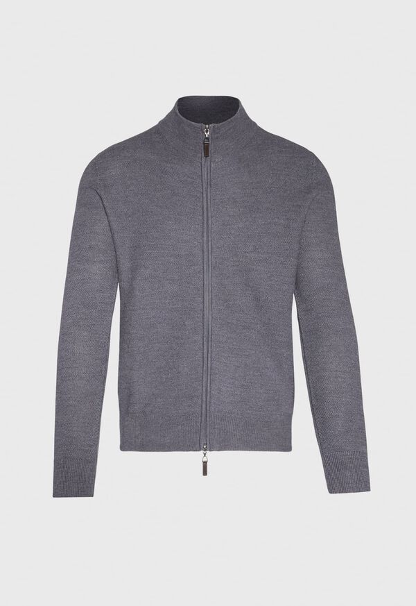Paul Stuart Merino Wool Full Zip Rice Stitch Cardigan, image 1