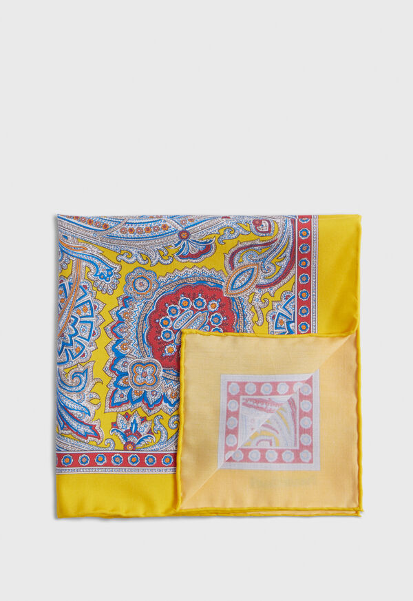 Paul Stuart Silk Twill Paisley Pocket Square, image 1