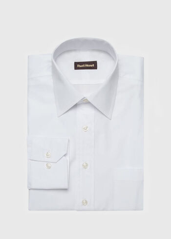 Paul Stuart White Broadcloth Cotton Dress Shirt