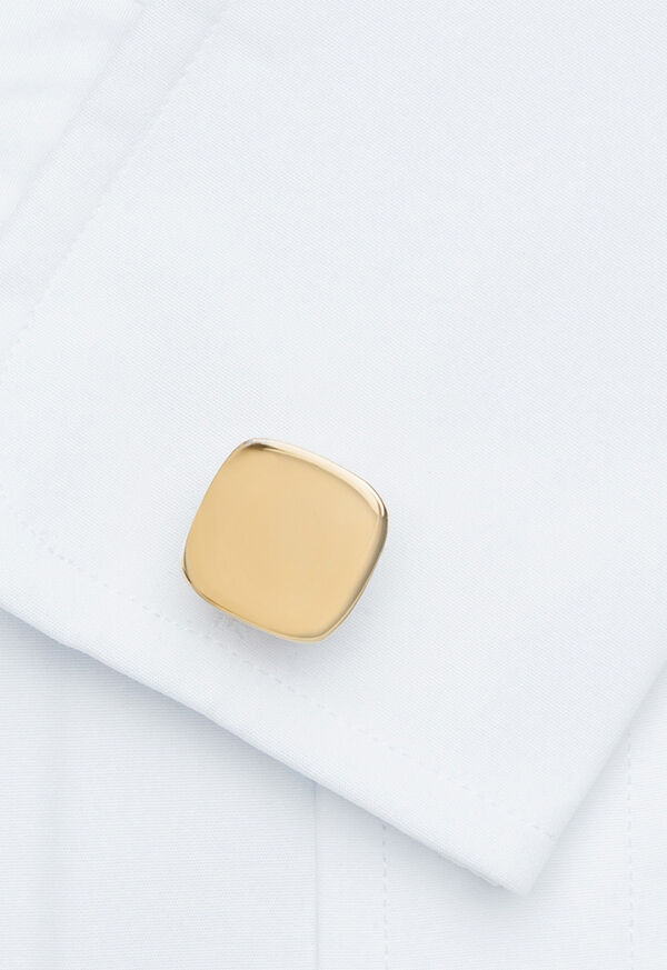 Paul Stuart 14K Gold Polished Cushion Shape Cufflinks and Studs, image 2