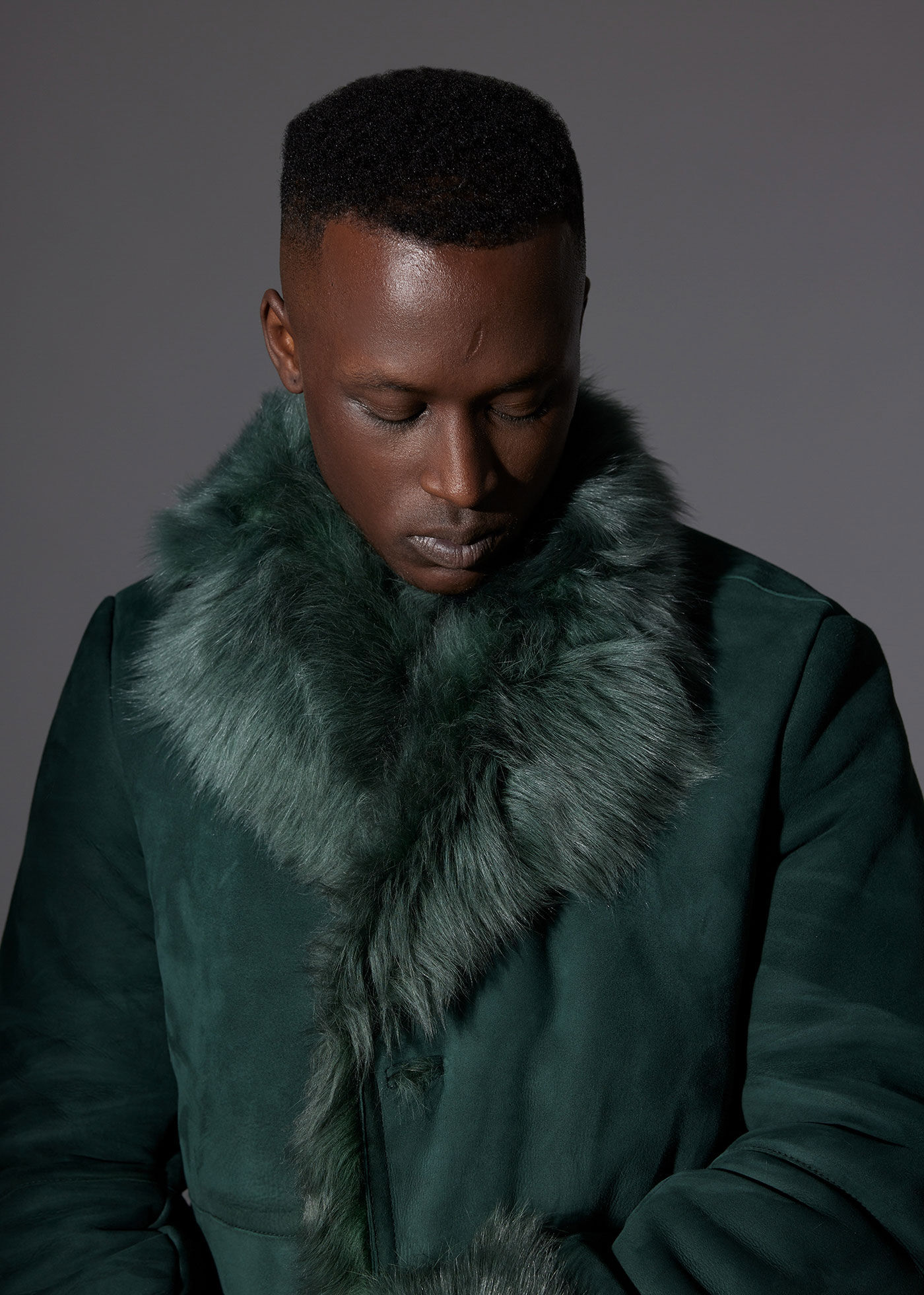 Green shearling coat cheap