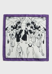 Paul Stuart Silk Printed Town Scene Pocket Square, thumbnail 2