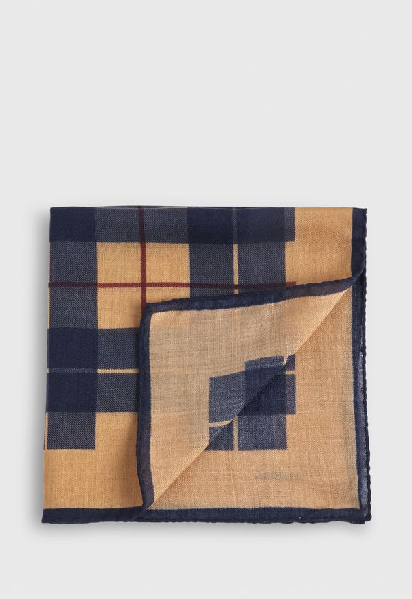 Paul Stuart Printed Wool & Cashmere Plaid Pocket Square, image 1