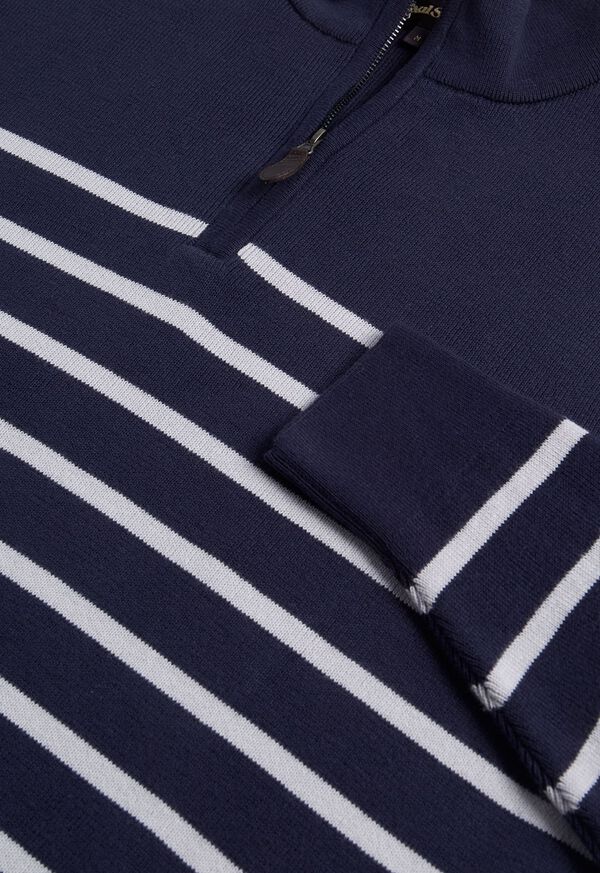 Paul Stuart Pima Cotton Striped Quarter Zip Pullover, image 2