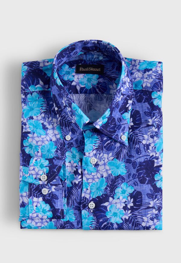 Paul Stuart Floral Print Linen Sport Shirt, image 1
