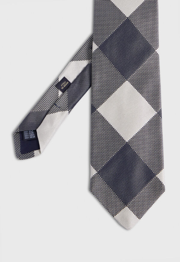 Paul Stuart Woven Silk Oversized Check Tie, image 1