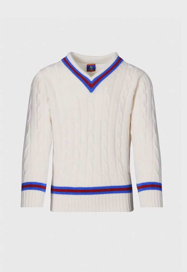 Paul Stuart Striped V-Neck Tennis Sweater, image 1