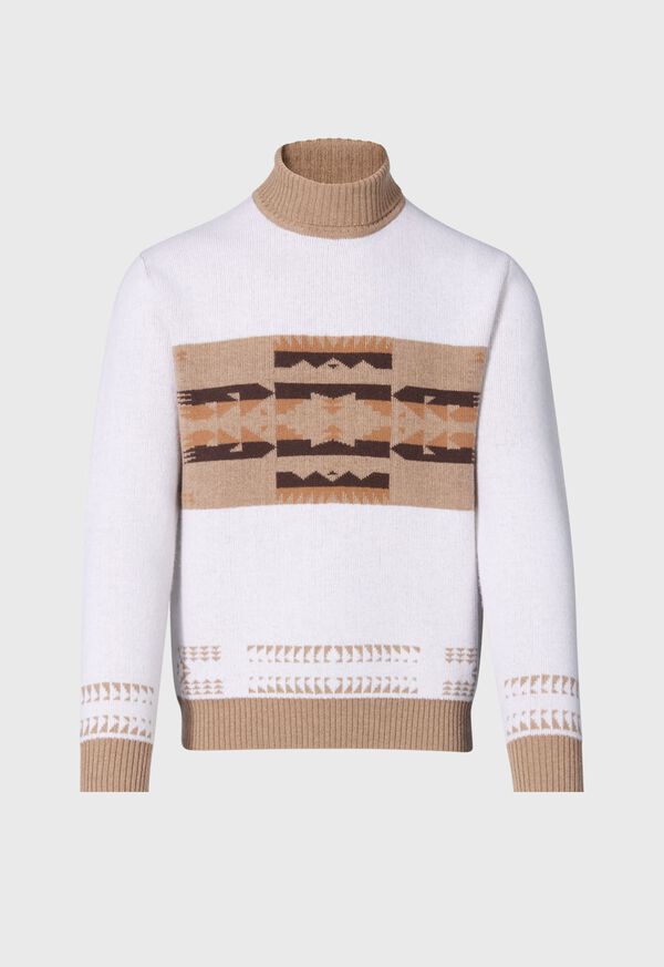 Paul Stuart Cashmere & Wool Intarsia Turtleneck Sweater