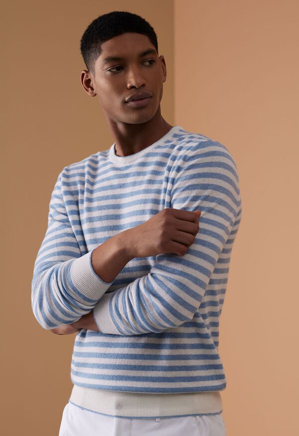 Paul Stuart Cashmere & Linen Striped Crewneck Sweater, image 2