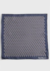 Paul Stuart Printed Silk Diamond Motif Pocket Square, thumbnail 2