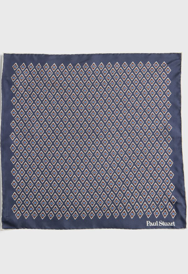 Paul Stuart Printed Silk Diamond Motif Pocket Square, image 2