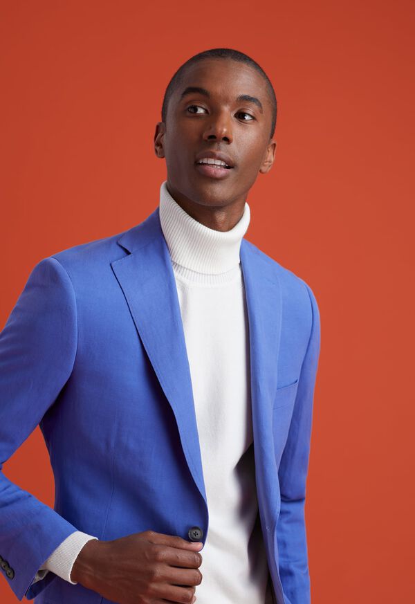 Paul Stuart Blue Jacket & Turtleneck Detail, image 1
