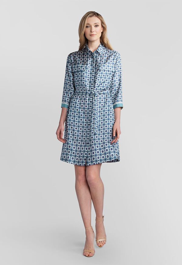 Paul Stuart Geometric Print Silk Shirt Dress, image 1