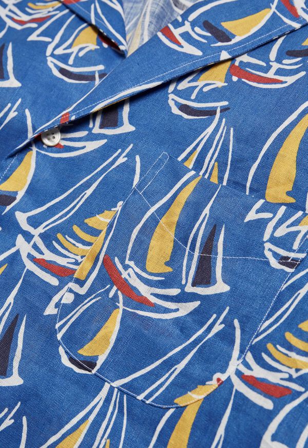 Paul Stuart Linen Boat Print Shirt, image 3