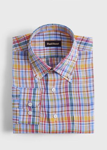 Paul Stuart Linen Multicolor Plaid Sport Shirt