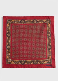 Paul Stuart Printed Silk Medallion and Paisley Pocket Square, thumbnail 2