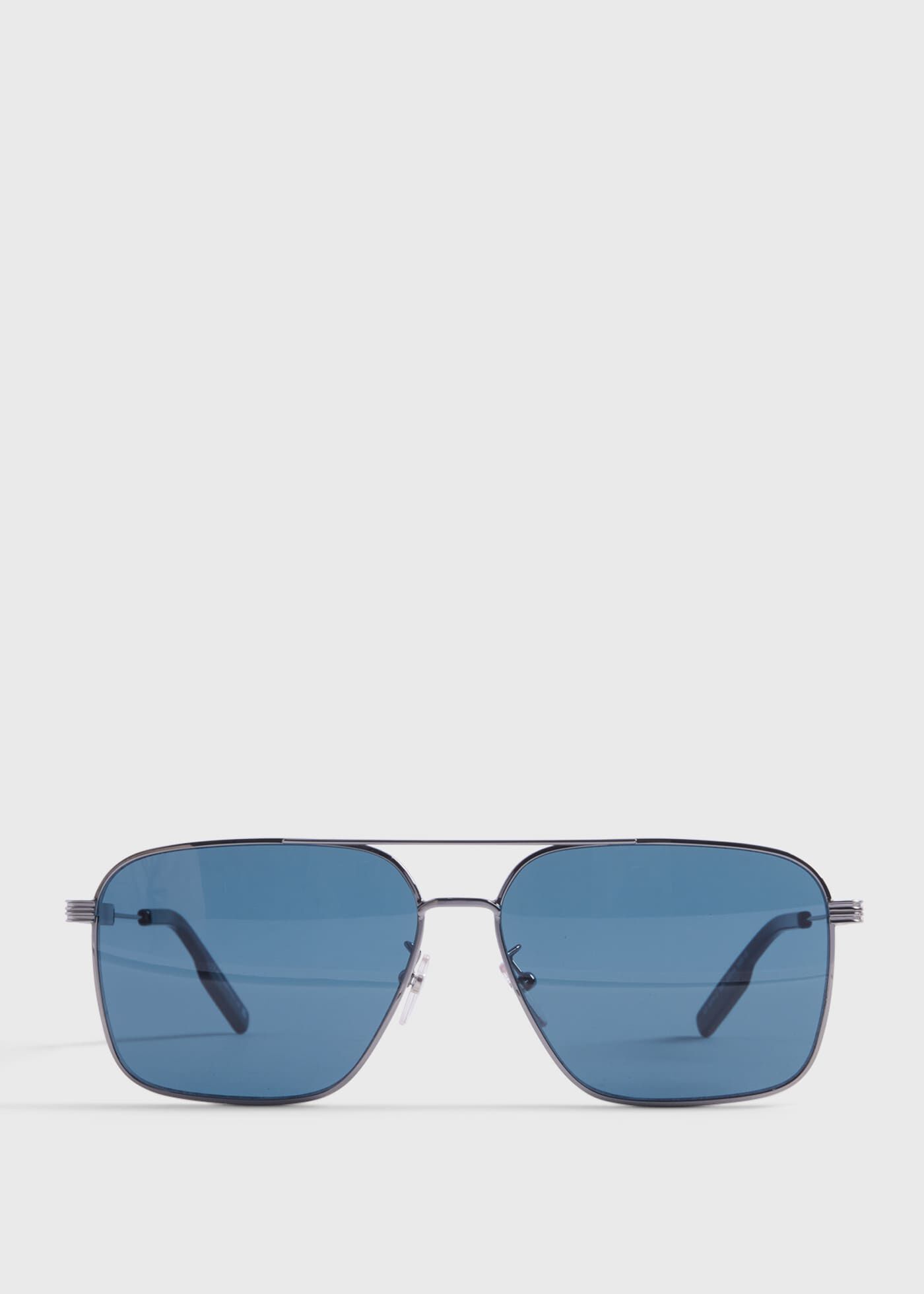 ZEGNA Shiny Gunmetal Sunglasses with Blue Lens