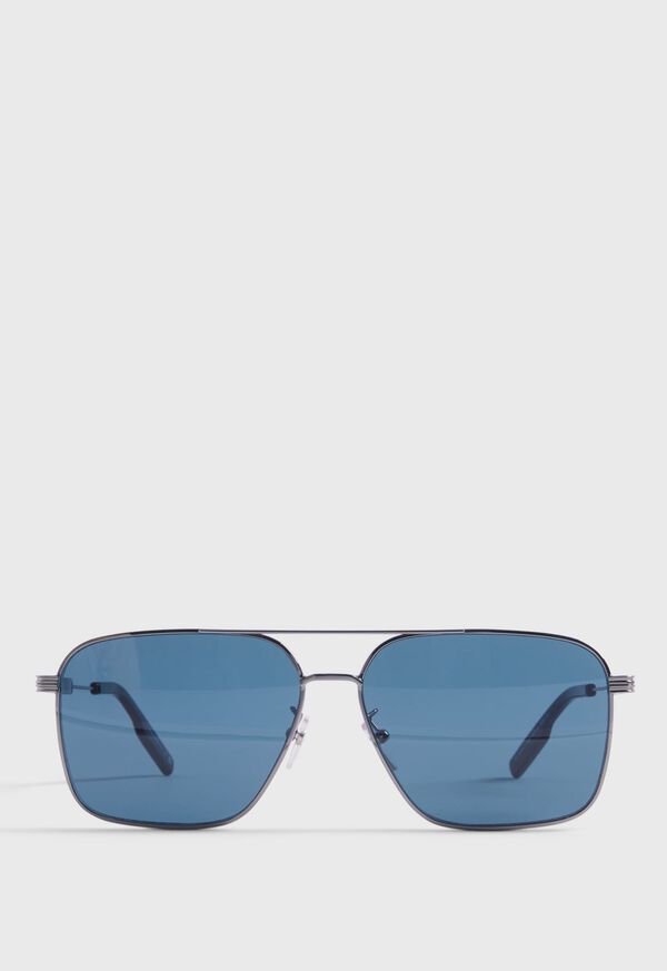 Paul Stuart ZEGNA Shiny Gunmetal Sunglasses with Blue Lens, image 1