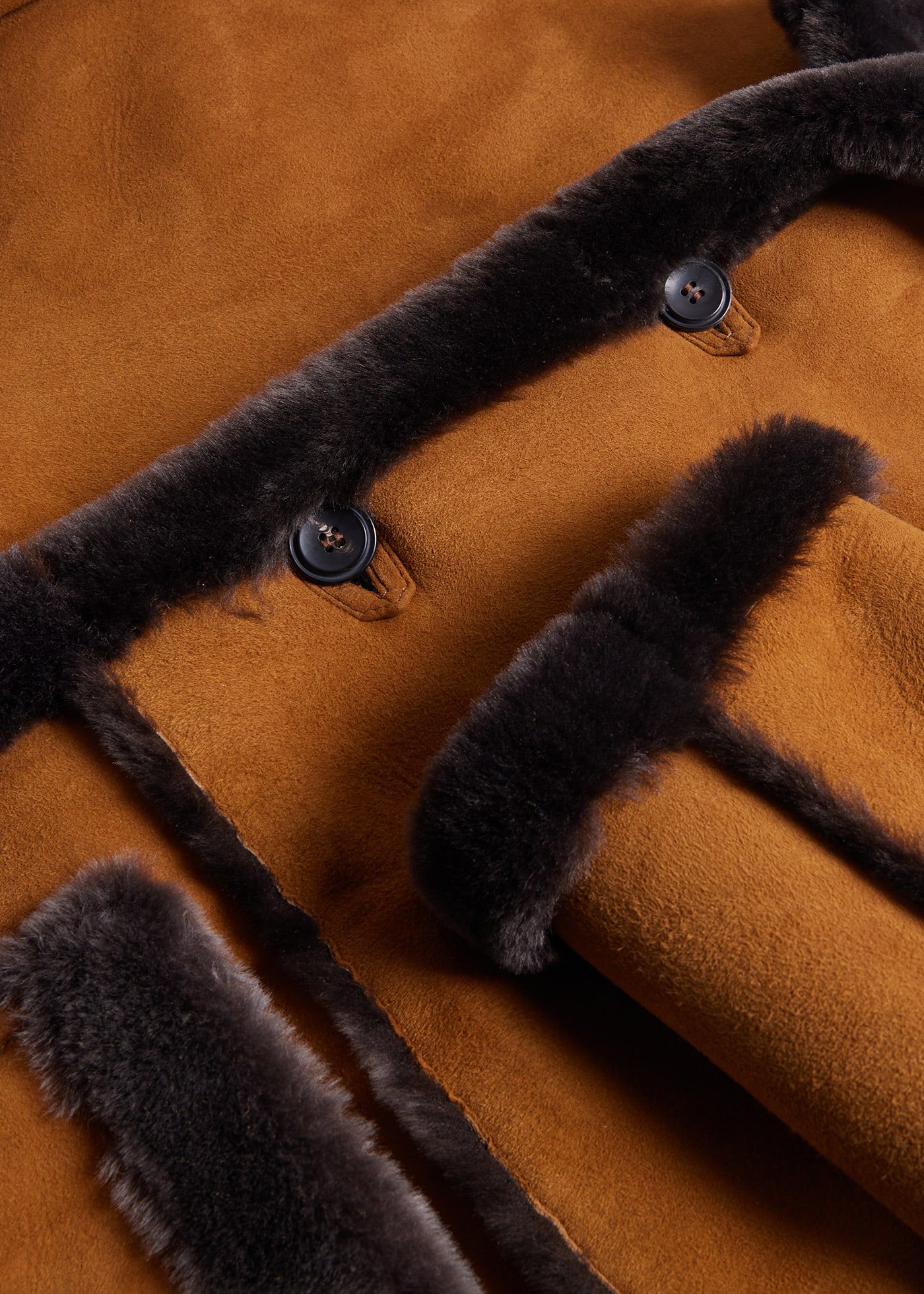 Shearling Coat with Trim