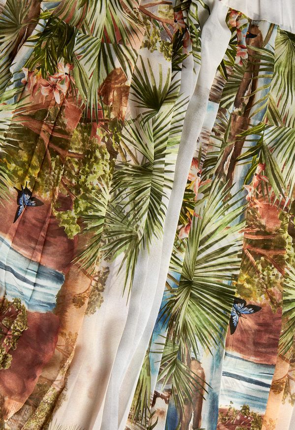 Paul Stuart Pleated Palm Print Skirt, image 3