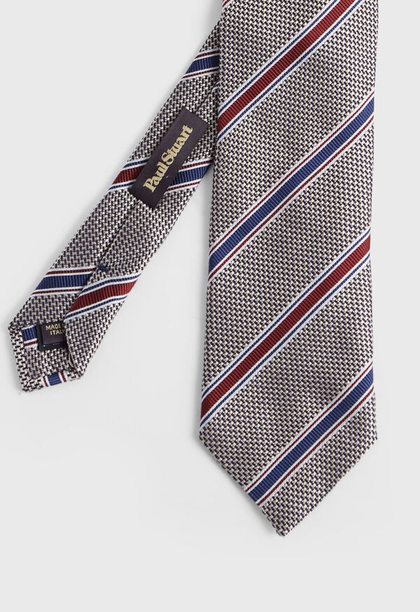 Paul Stuart Woven Silk Textured Stripe Tie, image 1