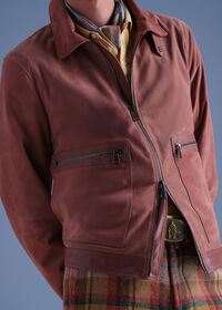 Paul Stuart Suede Zip Jacket with Leather Trim, thumbnail 3