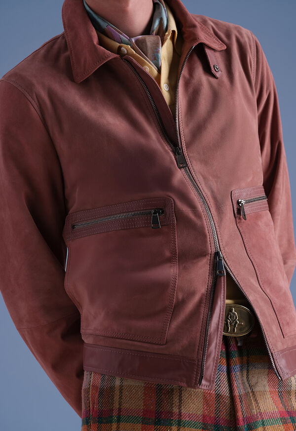 Paul Stuart Suede Zip Jacket with Leather Trim, image 3