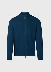 Paul Stuart Wool and Cashmere Zip Jacquard Cardigan, thumbnail 1