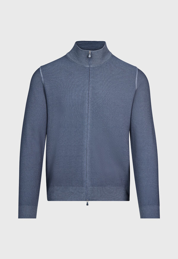 Paul Stuart Wool Rice Stitch Zip Cardigan, image 1