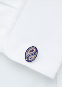 Paul Stuart Pink and Purple Paisley Enamel Cuff Links, thumbnail 2