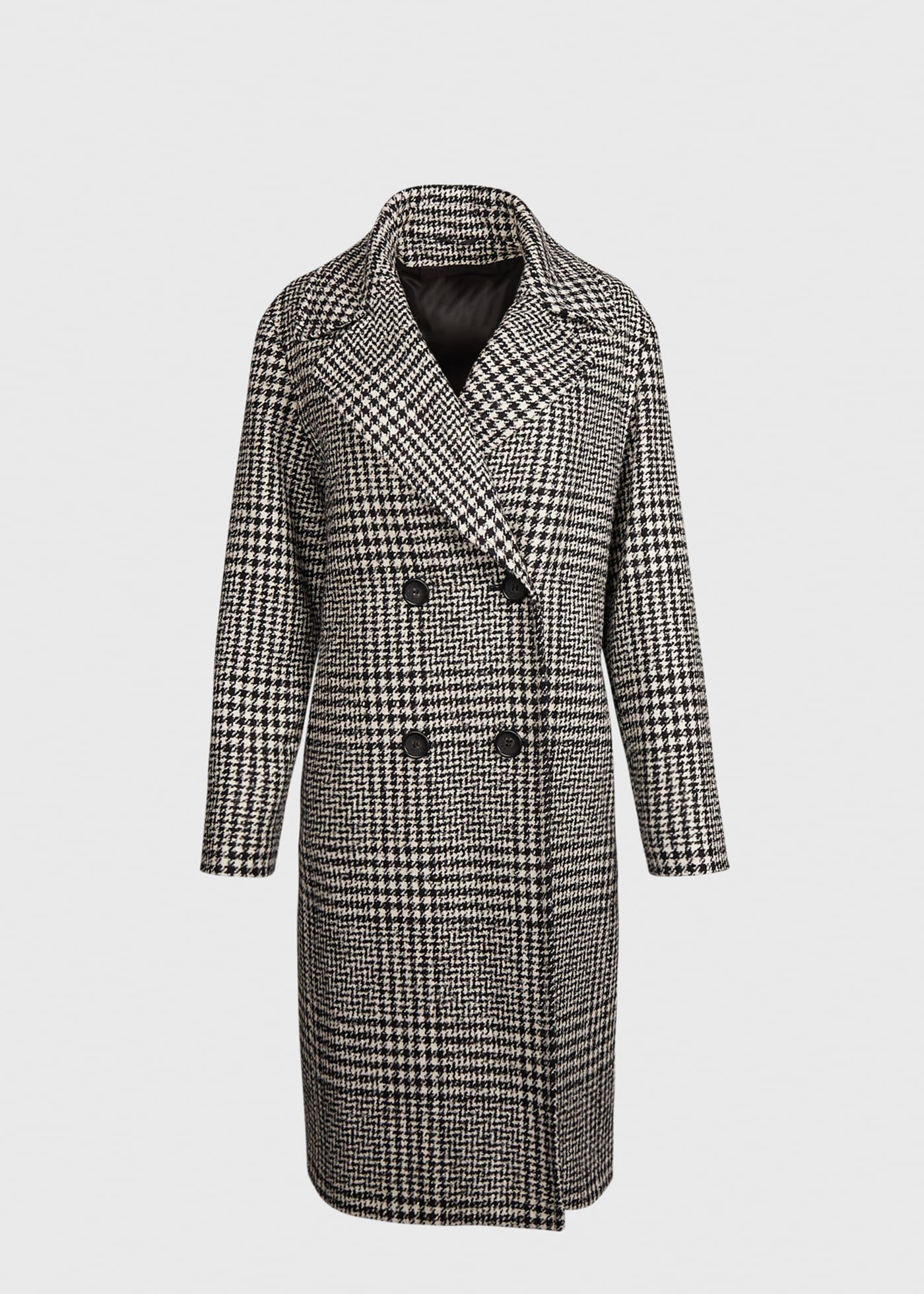 Black and white plaid coat womens clearance