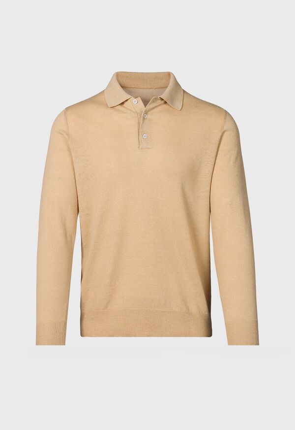 Paul Stuart Linen & Cotton Long Sleeve Polo, image 1