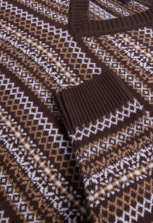 Paul Stuart Wool & Cashmere Fair Isle V-Neck Sweater, image 4