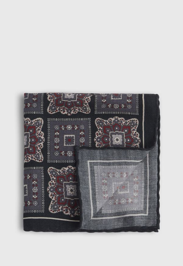 Paul Stuart Large Printed Medallion Pocket Square, image 1