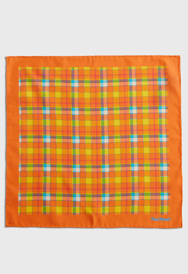 Paul Stuart Habotai Silk Plaid Pocket Square, image 2