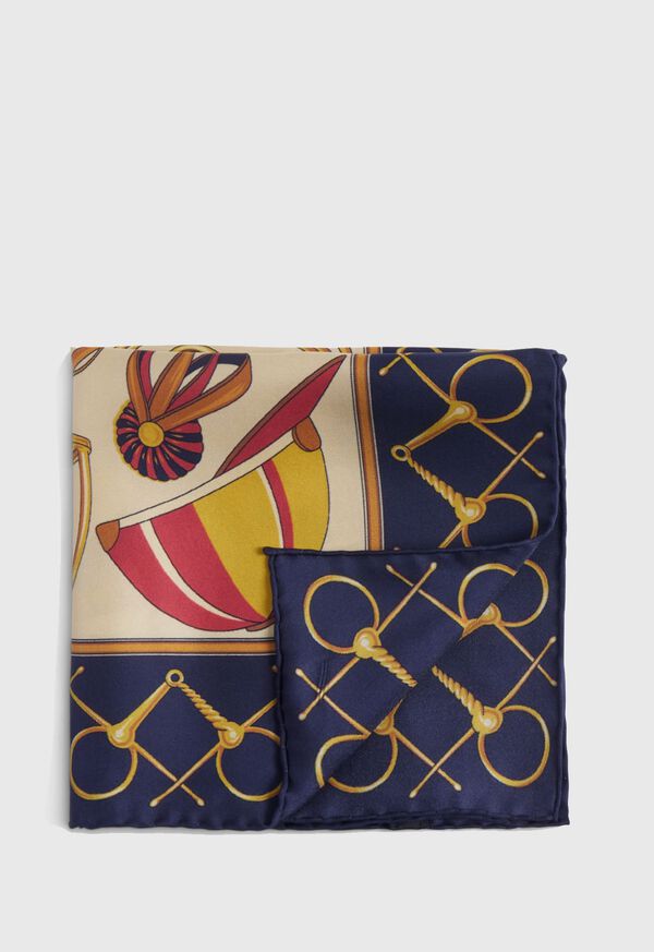 Paul Stuart Equestrian Printed Silk Pocket Square, image 1