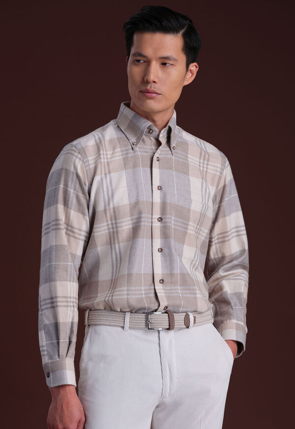 Paul Stuart Flannel Plaid Sport Shirt, image 2