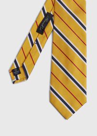 Paul Stuart Silk Yellow Deco stripe Skinny Tie, thumbnail 1